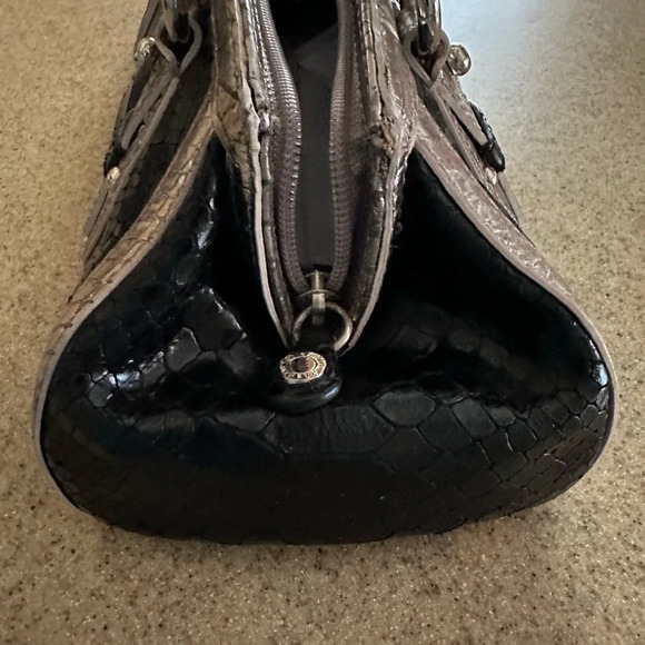 COLE HAAN Trinity Black/Gunmetal Python Print Mini Shoulder Bag - Picture 7 of 7